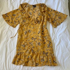 Topshop yellow wrap dress